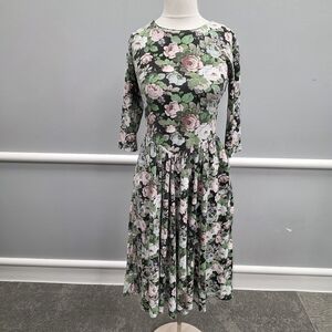 Floral Green and Pink Women's Dress